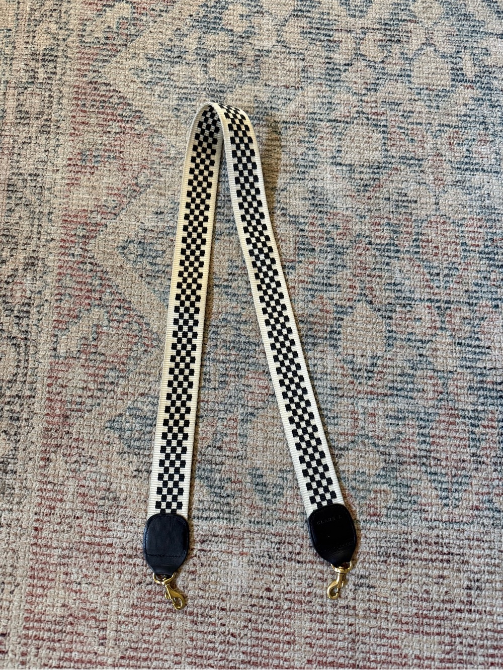 Clare V black/cream Checkered strap